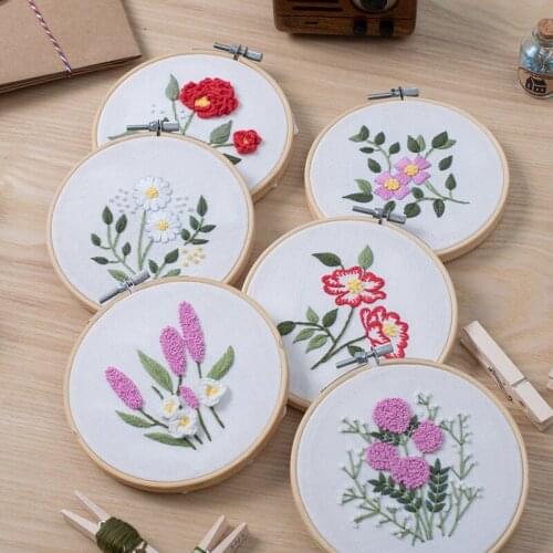 DIY Embroidery Kits for Beginners Flower Embroidery Pattern Stitch Starter Kits(NO HOOP)