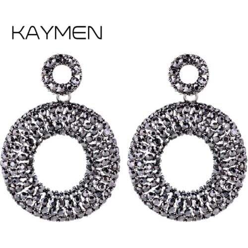 New Especial Round Dangle Drop Earrings for Women Fashion Full Rhinesotnes Luxury Statement Vintage Earrings Party Gift jewelry