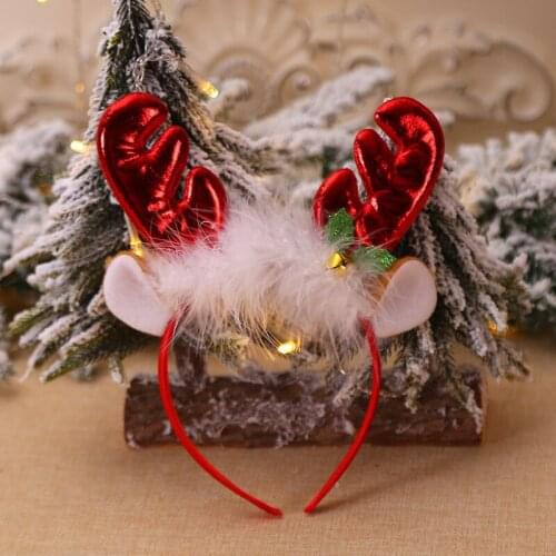 Children Adult Christmas Reindeer Antler Hair Hoop Bell Ears Holiday Party Hair Accessories Gifts Birthday Girl Headband