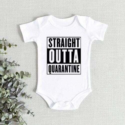 Baby Announcement Straight Outta Quarantine Newborn Onesie Cute Social Distancing Baby Clothes Quarantine Toddler Baby Bodysuits
