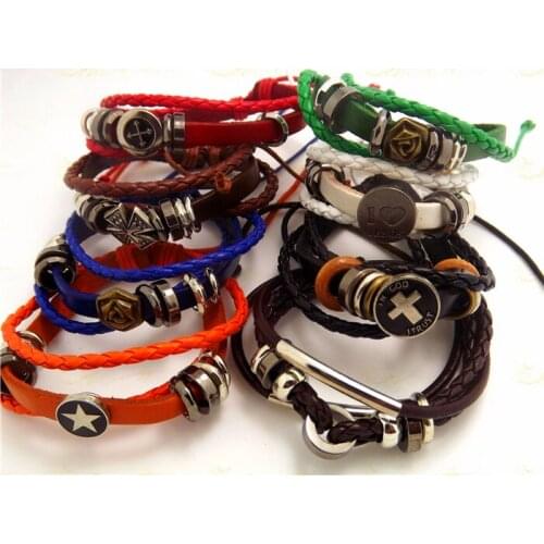 Wholesale 24 pcs Retro hand woven Mix Bracelets Free shipping