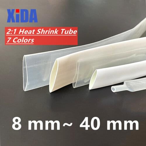 1 Meter 2:1 8MM 10MM 12MM 14MM 16MM 18MM 20MM 40MM Transparent Clear Heat Shrink Tube Shrinkable Tubing Sleeving Wrap Wire kits