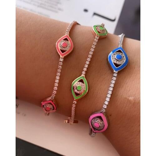 Rainbow colorful fashion jewelry lucky cute lovely evil eye charm bracelet gold color new