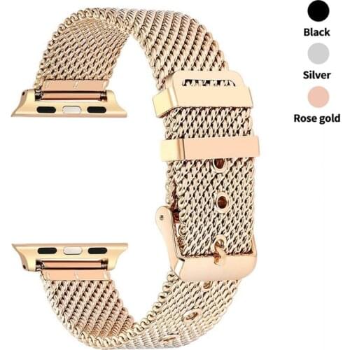 Coarse Net Strap for Apple Watch Band 40mm 44mm 38mm 42mm Stainless Steel Classic Fashion Bracelet for iWatch Series SE/6/5/4/3