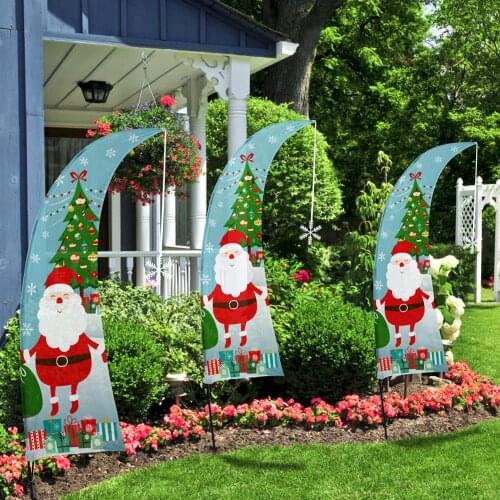 Christmas Light blue Feather Flag Swooper Flag with Pole Kit Outdoor Decoration Garden Party Festival Decor