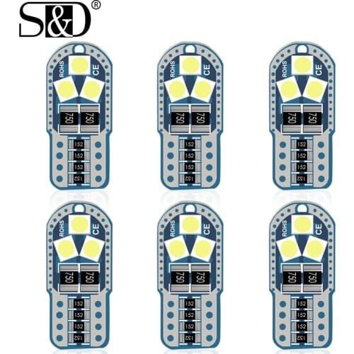 6Pcs Canbus T10 Led W5W Led Bulbs 168 194 Signal Lamp Dome Reading License Plate Light Car Interior Lights Auto White Red Yellow