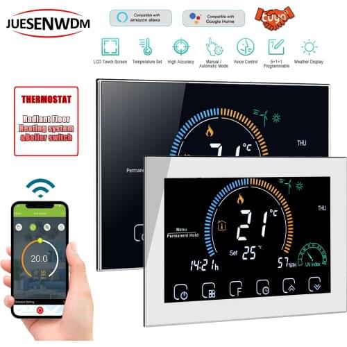 TUYA WIFI APP Thermostat 16A/5A for Residential HVAC System English/Spanish/Italian/French/German Operating Instructions Support