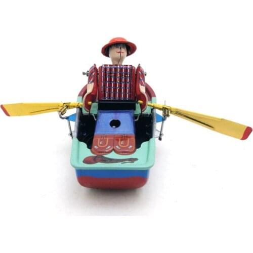 Vintage Retro Boat Tin toy Classic Clockwork Mechanical Wind Up boating Tin Toy For Adult Kids Collectible Gift