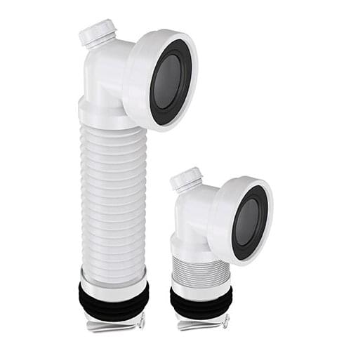 EXTENDABLE WC PAN ELBOW CONNECTOR 100/460 MM WITH ANTI CROSS-FLOW AND RODENT BARRIER VALVE Ø40 INSPECTION INLET
