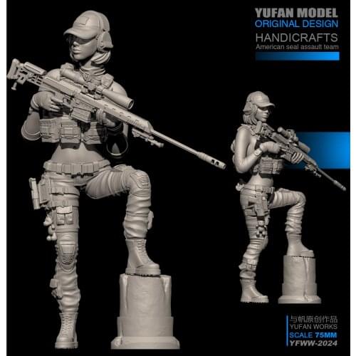YUFan Model 1/24 Female sniper resin soldier self-assembled (75mm)YFWW-2024