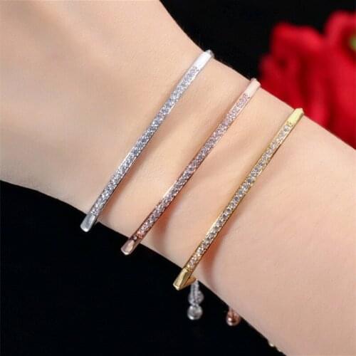 2021 New Zircon Inlaid Single-row Arc Adjustable Bracelet for Women Fashion Jewelry