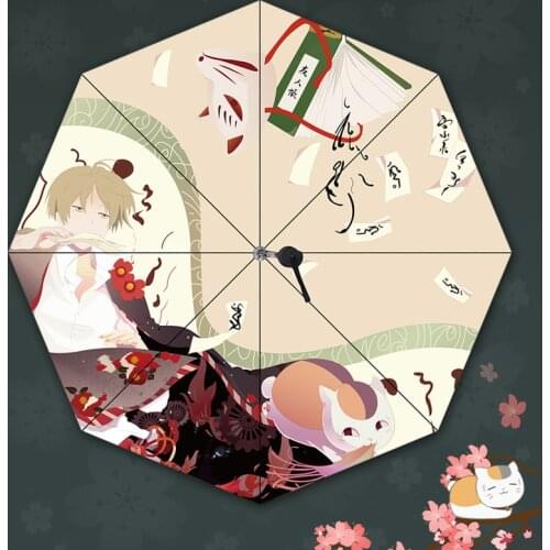 Natsume Yuujinchou Neko Cat Anime Umbrella Three-Folding Non-Auto Umbrella Cartoon Windproof Folding Sun Rain Lolita