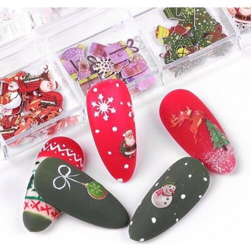 1 Box Christmas Nail Art Transfer Stickers Self-Adhesive Decals Santa Claus X-mas Tree DIY Manicure Christmas 3D Nail Sticker