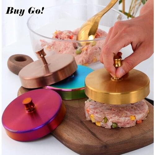 1 Pcs Stainless Steel Round Hamburger Meat Presser Meatloaf DIY Make Burger Patties Mold with Handle Press Kitchen Tools