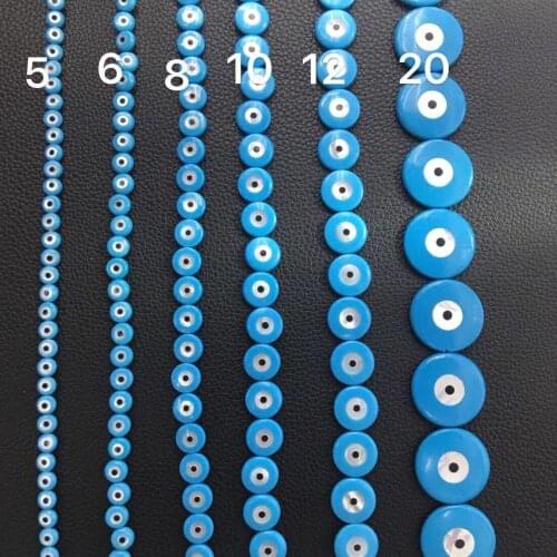 10Pcs/Pack 8/10/12/15/20mm Blue Natural Pearl Beads Evil Eye Shell Beads For Making DIY Bracelet Necklace Jewelry Accessories