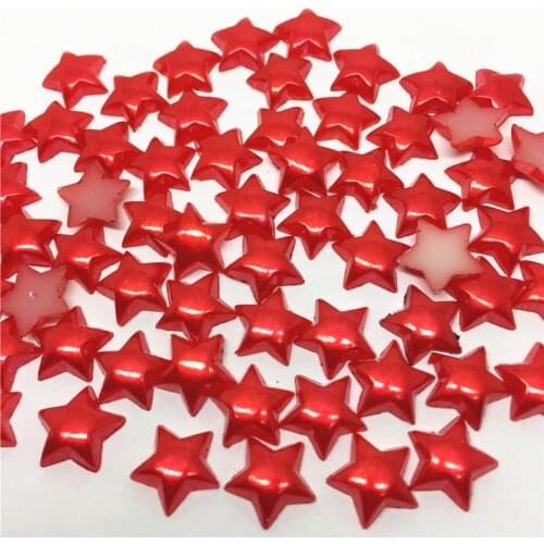 100pcs 10mm Pearl White Pink Silver Red Resin Star Flatback Cabochons Embellishments For Cardmaking DIY Wedding Christmas Crafts