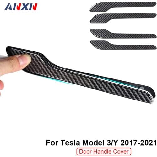 For Tesla Model 3/Y 2017-2021 Car Door Handle Cover Trim Protector Sticker Door Handle Wrap Kit ABS Car Accessories 4Pcs