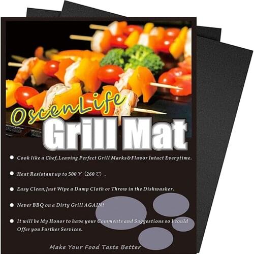 40x33cm Bbq Non-stick Mat Ptfe Grill Mat Barbecue Outdoor Resistance Baking Pad Reusable Cooking Plate Clean Party Kitchen Tools