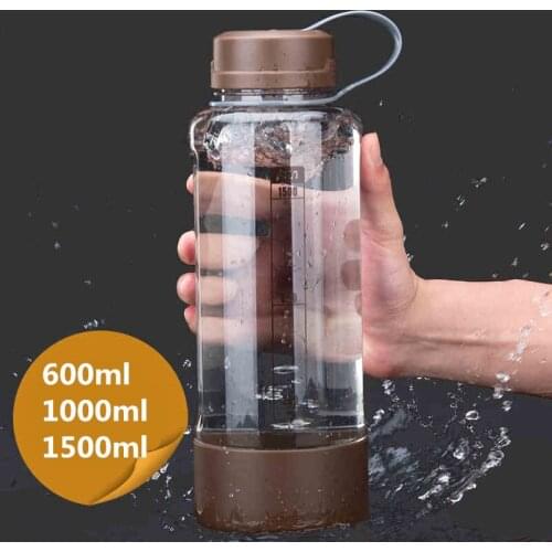 600/1000/1500ML Large Capacity Plastic Bottles Brown Gray Portable Leak-proof Space Water Bottles Summer Outdoor Sport Bottle