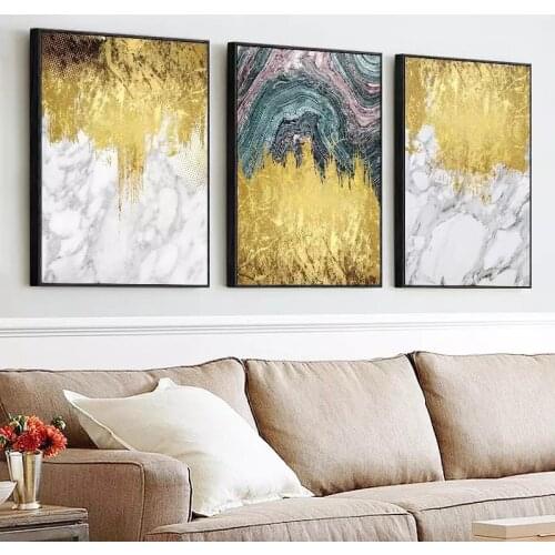 Abstract Golden Landscape Minimalist Art Poster Modern Style Oil Painting Poster Modern Home Decoration Canvas Painting