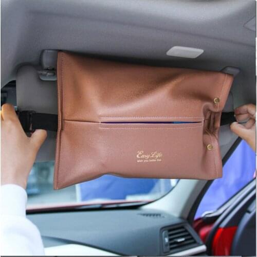 Car PU Leather Tissue Bag Vehicle Back Seat Hanging Paper Towel Box Ins Household Table Napkin Papers Case Bags