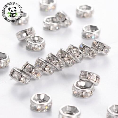 200pcs Disc 316 Stainless Steel Spacer Beads with Rhinestone making Jewelry bracelet necklace Accessories 6x3mm, Hole: 1mm F80