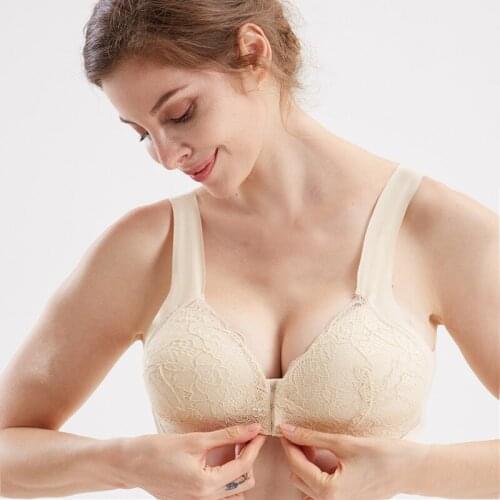 M-5XL Female Vest Front Zipper Push Up Bra Full Cup Sexy Lace Bras For Women Bralette Top Plus Size Seamless Wireless Gather Bra