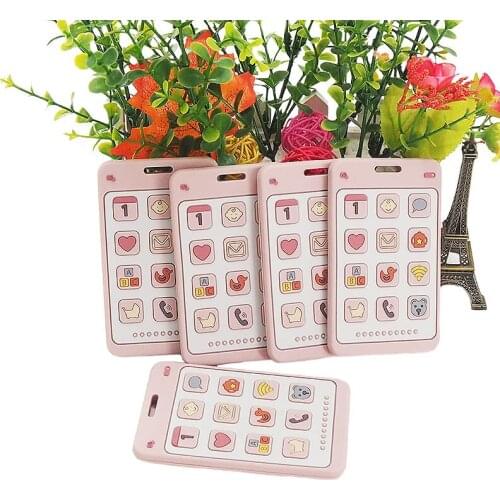 Chenkai 10PCS Silicone Phone Teether Baby Teething BPA Free Sensory Pacifier DIY Infant Necklace Pendant Teething Chewing Toy