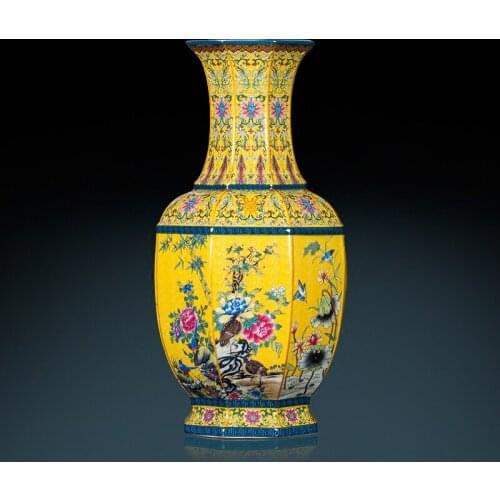 Jingdezhen Antique Imitation Qianlong Eight Party Landing Large Vase Chinese Antique Living Room Decoration Decor Ceramic vase