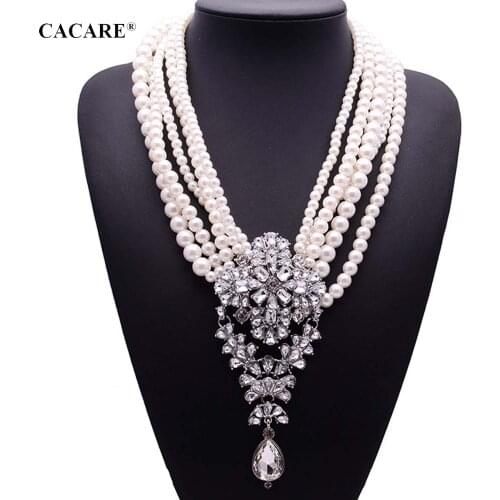 Long Large Pendent Pearl Necklace Maxi Women CHEAP Fashion Jewelery Collares Statement F1050 with Rhinestones
