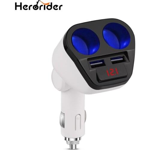 Herorider 12V 24V 120W Auto Car USB Car Cigarette Lighter Adapter Socket Splitter Converter Car Voltage Diagnose Display