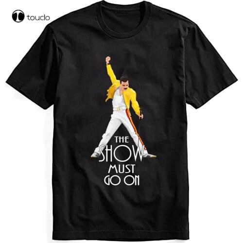 Queen Freddie Mercury Clasic T Shirt Black White Tee The Show Must Go On Gift
