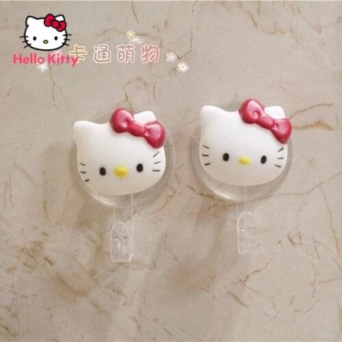 Hello Kitty Creative Cartoon Cute Girl Bathroom Toilet Free Punch Suction Cup Towel Hook Bath Ball Childrens Daily Necessities