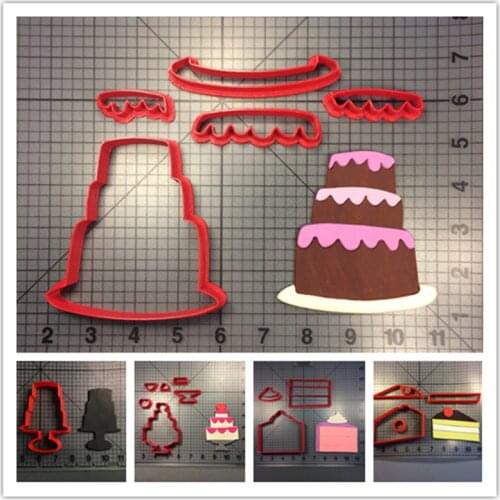 Food and Drinks piece of Wedding cakes heart Birthday cake with stand shape fondant mold cutter 3D printed cookie cutters