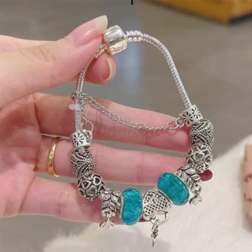 Yexcodes Cross-border Hot Selling Source DIY Charm Heart Lock key Pendant Brand Bracelet Female Gifts