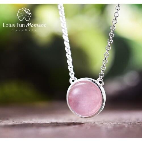 Lotus Fun Moment Real 925 Sterling Silver Handmade Fashion Jewelry Natural Candy Color Stones Classic Pendant Necklace for Women