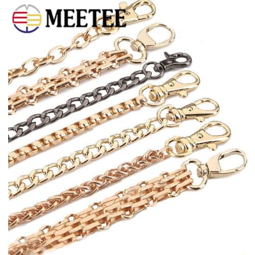 Meetee 100-120cm Handbag Metal Chains Purse Shoulder Bags Strap Chain with Buckle Replacement Bag Parts Accessories AP2379