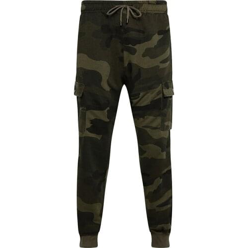 Mens Joggers Sweatpants Casual Fitness Male Comouflage Muti Pocket Skinny Trousers Military Outdoor Gyms Track Pants Army Green