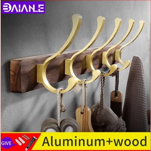 Walnut row hook adhesive wall mounted drawing room hanger hook bathroom gold towel hook hallway umbrella key holder coat hook
