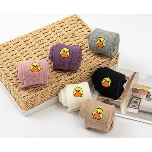 Autumn and Spring Socks for Kids Duck Embroidery Cotton Cute Infant Girl Stocking Soft Winter Bulk Pantyhose
