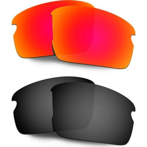 HKUCO Polarized Replacement Lenses For Flak 2.0 Asian Fit OO9271 Sunglasses Red/Black 2 Pairs