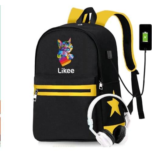 Hot Likee Backpack Women USB Charging LIKEE Video App Laptop Backpack Teenage School Bags Girls Students Mochilas