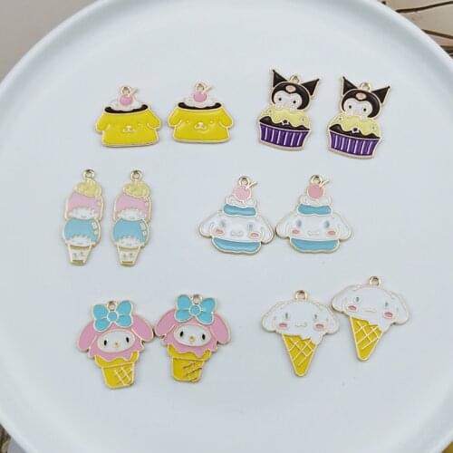10pcs/pack Cartoon Dog Ice-cream Metal Charms for Earring DIY Jewelry Making In Pair