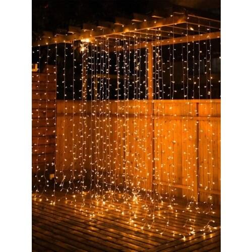 Solar Curtain Lights Garden Fairy Lights 300 LED 8 Modes Remote Control Waterproof Solar Waterfall Fairy String Lights Decoratio