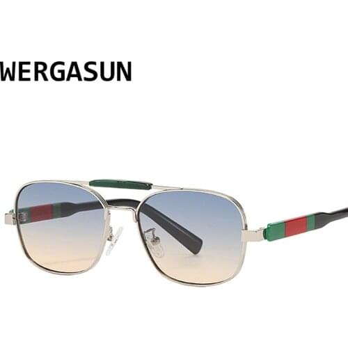 WERGASUN 2021 Vintage Sunglasses Men Square Metal Frame Sunglasses Pilot Mirror Classic Retro Sun Glasses Women