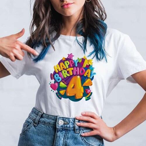 2021 Vintage T-shirt Women Streetwear 1-10 Birthday Printed Short Sleeve Simplicity T Shirt Fashion Birthday 4 O-Neck Tshirt