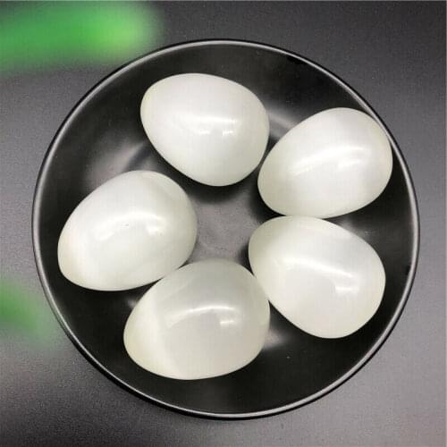 1pc Big White Cats Eye Stone Egg Shaped Specimen Gemstone Crystal Healing Reiki Natural Stones and Minerals