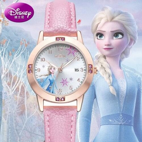 1pc Disney Frozen Watch Girls Elsa Princess Kids Watches Leather Strap Children Cartoon Wristwatches Gifts for Kids Girl watches