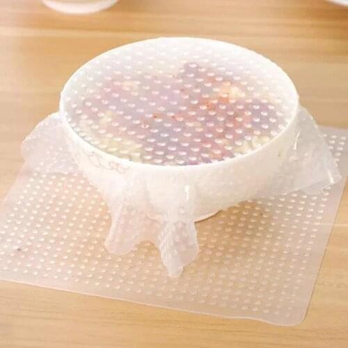 1pcs 30x30cm Keeping Food Hygienic Wrap Reusable high stretch Silicone Food Wraps Seal Vacuum Cover Stretch Lid