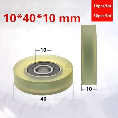 10pcs/50pcs 10*40*10mm silent guide wheel of conveyor belt polyurethane PU 6000 6000RS roller bearing friction pulley 10x40x10